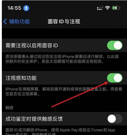 宁晋苹果14维修网点分享iPhone14注视感知功能有什么用 