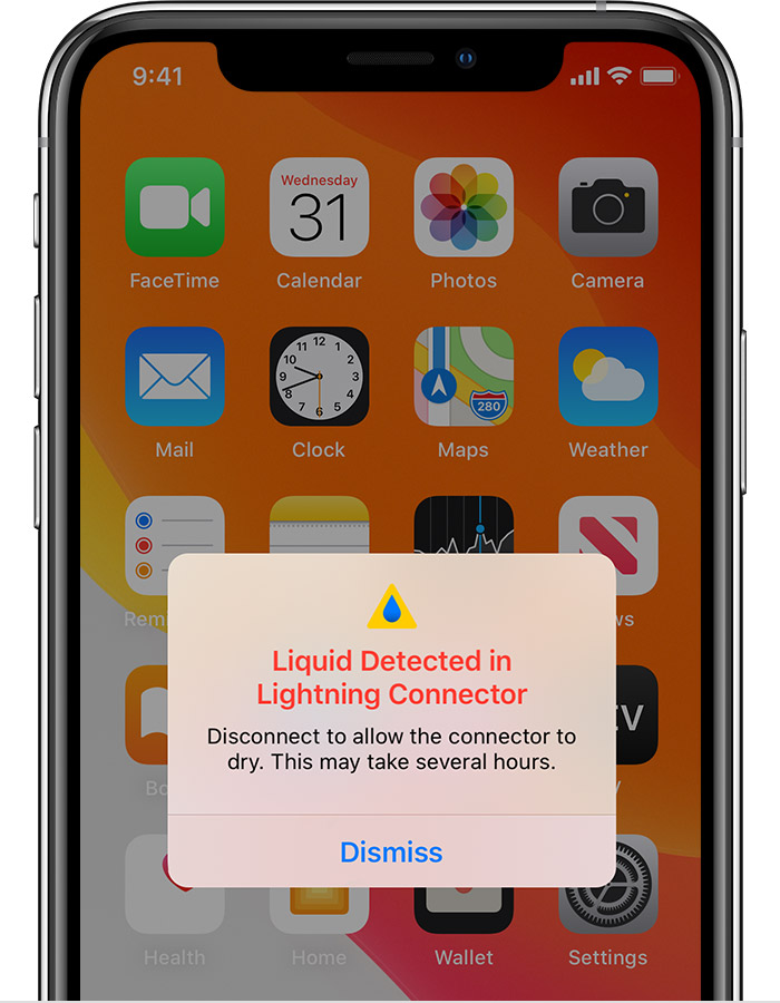 宁晋苹果手机维修分享iPhone 12 在充电时出现 “闪电接口检测到液体”的提示怎么办 